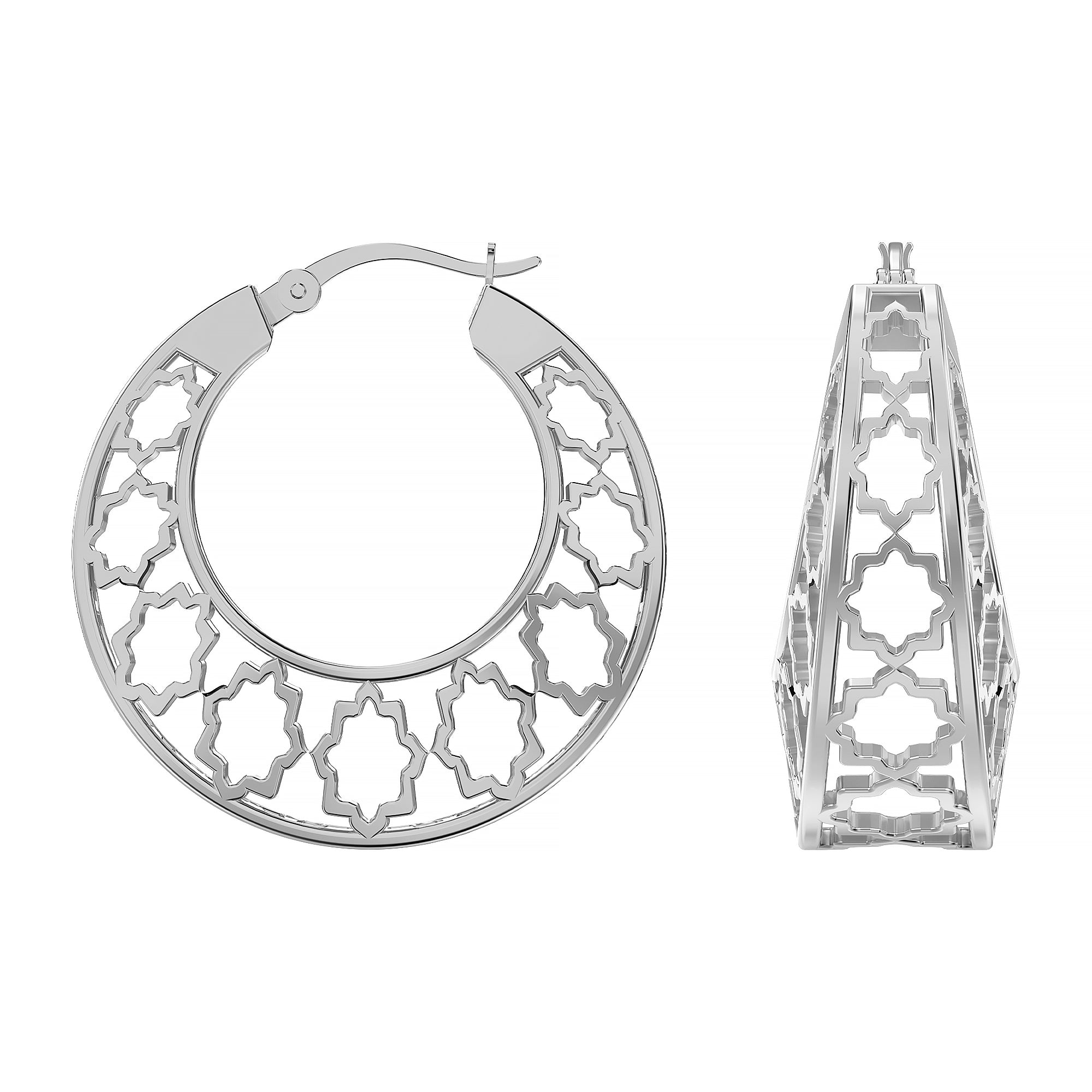 Mesh Filigree Basket-Weave Hoops