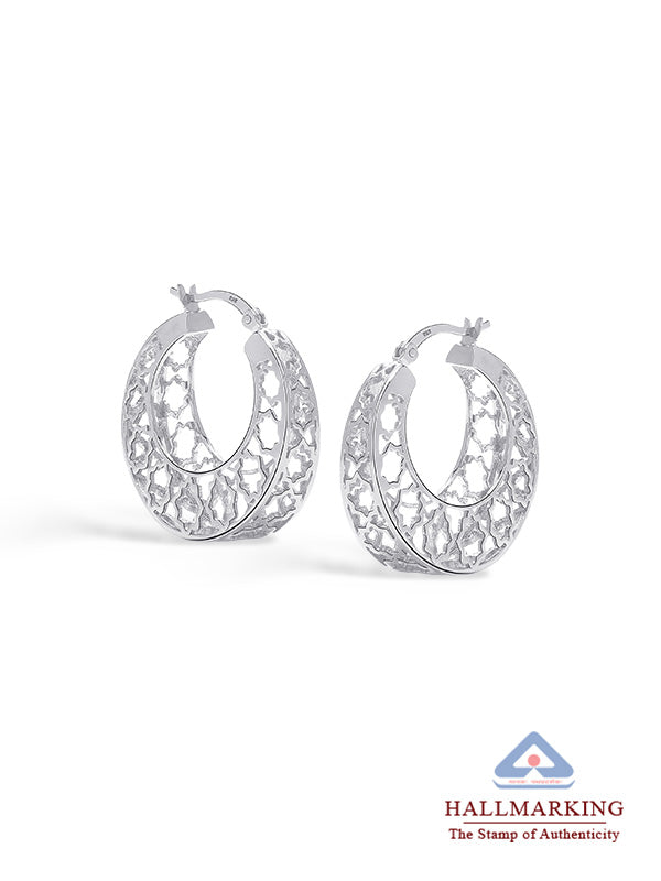 Mesh Filigree Basket-Weave Hoops