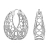 925 Sterling Silver Small Mesh Filigree Handmade Round Basket Weaven Hoop Earrings for Women Teen