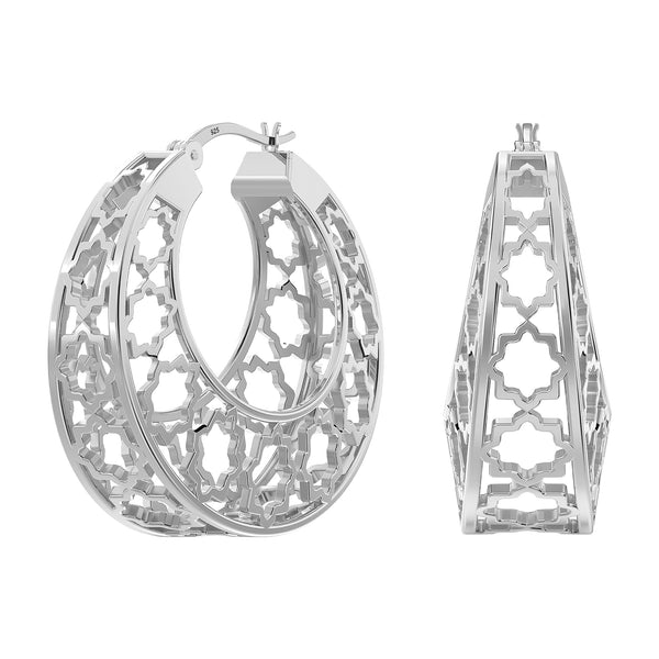 925 Sterling Silver Small Mesh Filigree Handmade Round Basket Weaven Hoop Earrings for Women Teen