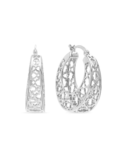 Mesh Filigree Basket-Weave Hoops