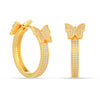 925 Sterling Silver Cubic Zirconia 14K Gold Plated Butterfly Endless Hoop Earrings for Women and Girls