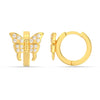 925 Sterling Silver 14K Gold Plated CZ Butterfly Sparkly Crystal Huggie Hoops Earrings for Women