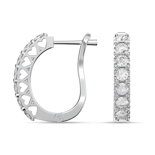 925 Sterling Silver Zirconia Heart Design Studded Huggie Hoop Earrings for Women Teen