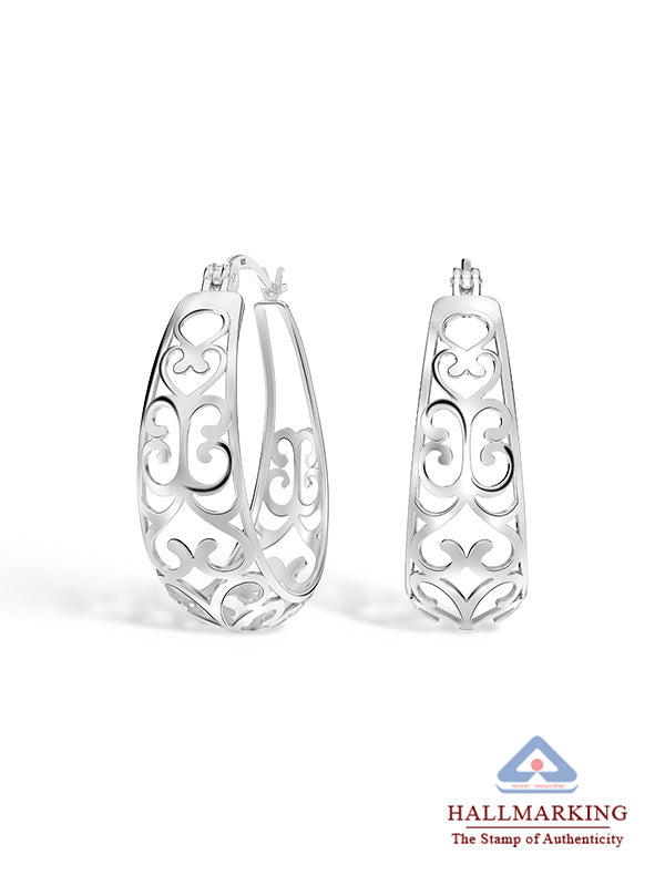 Oval Mesh Heart Click-Top Hoops