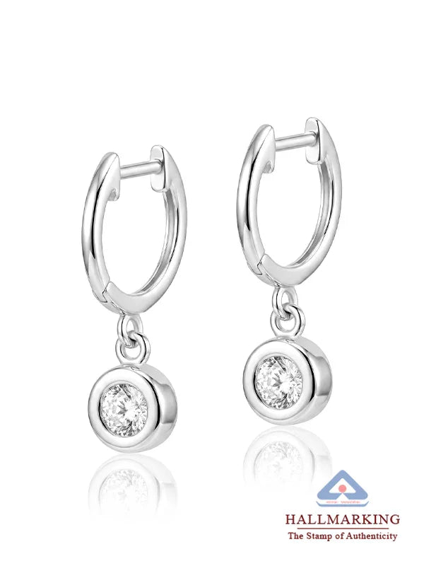 Celestia Silver CZ Drop Dangle Huggie Hoops
