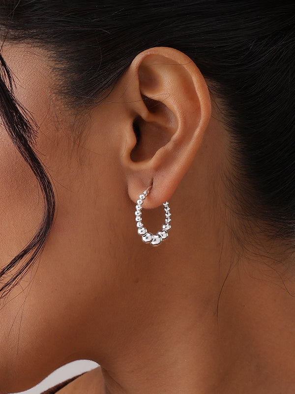 Classic Beaded Round Hoops