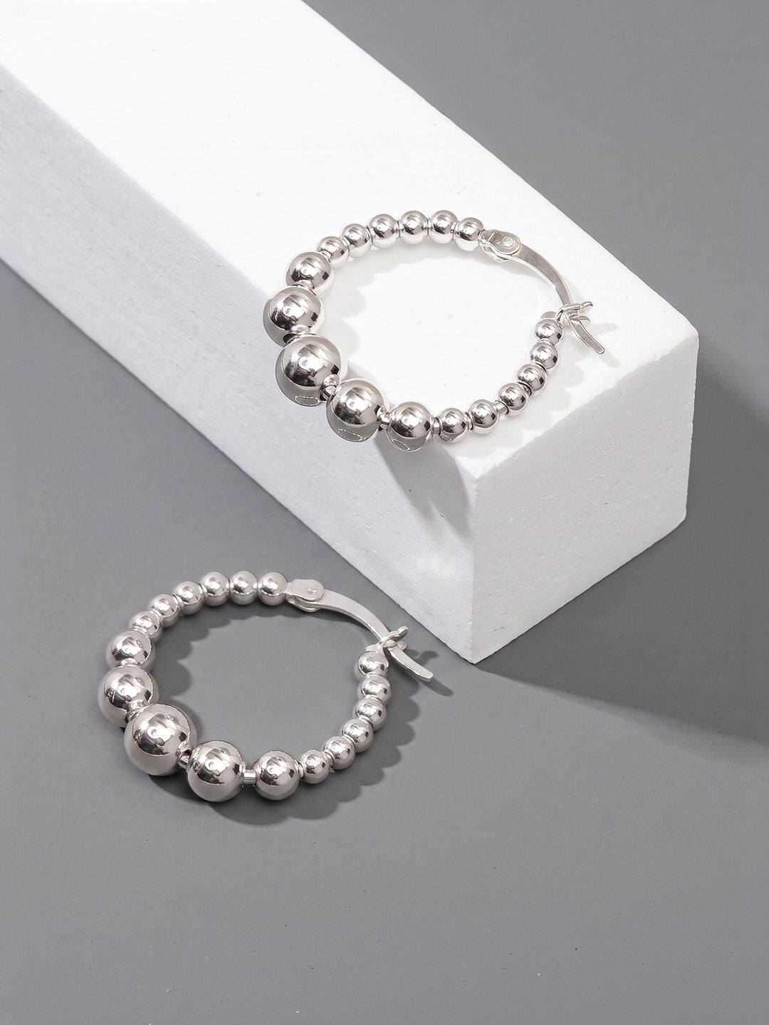 Classic Beaded Round Hoops