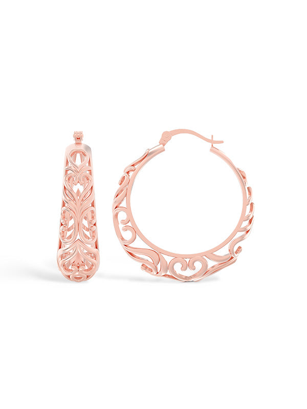 14K Rose-Gold Plated Ishara Love Hoops