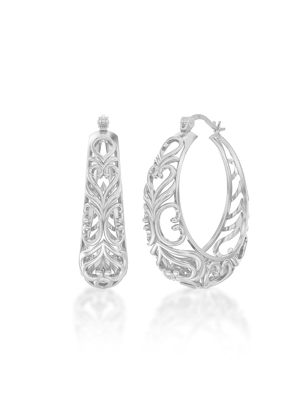 Heart Filigree Round Click-Top Hoops 27mm