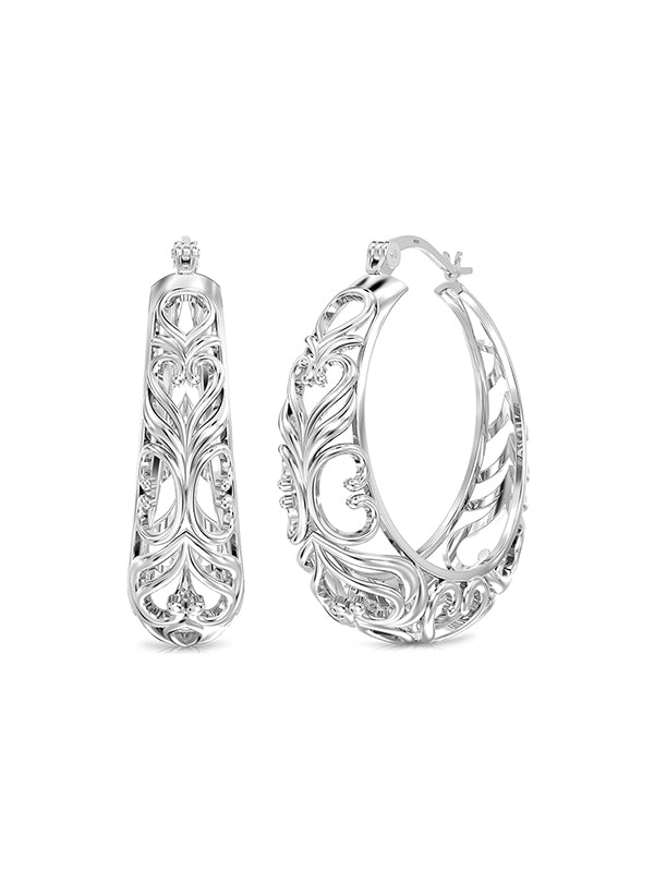 Corazon Heart Filigree Women's Click-Top Hoops