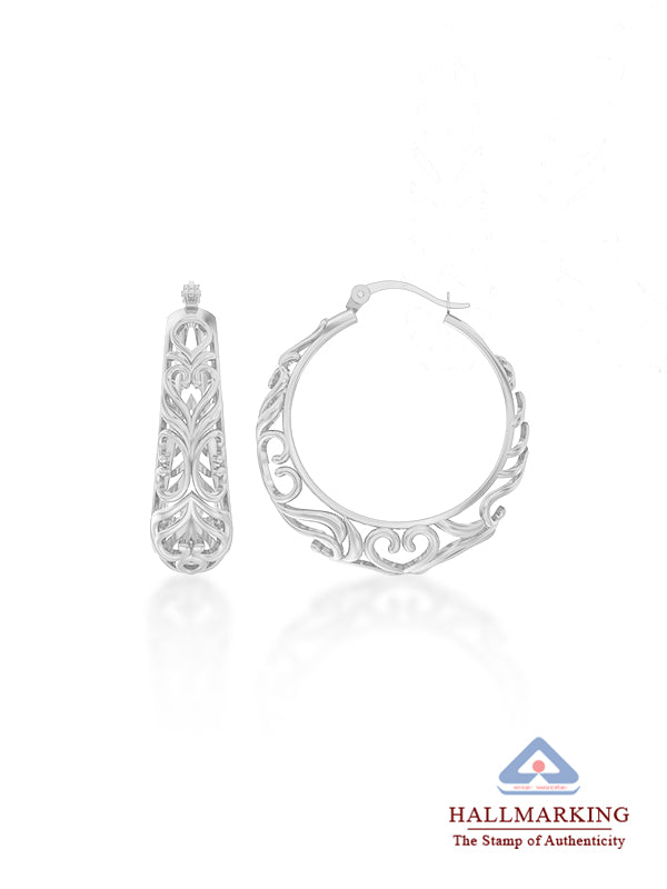 Heart Filigree Round Click-Top Hoops 27mm