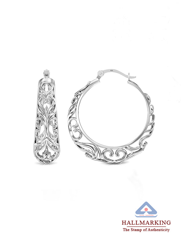 Corazon Heart Filigree Women's Click-Top Hoops
