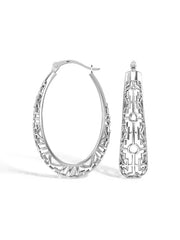 Filigree Mesh Oval Click-Top Hoops