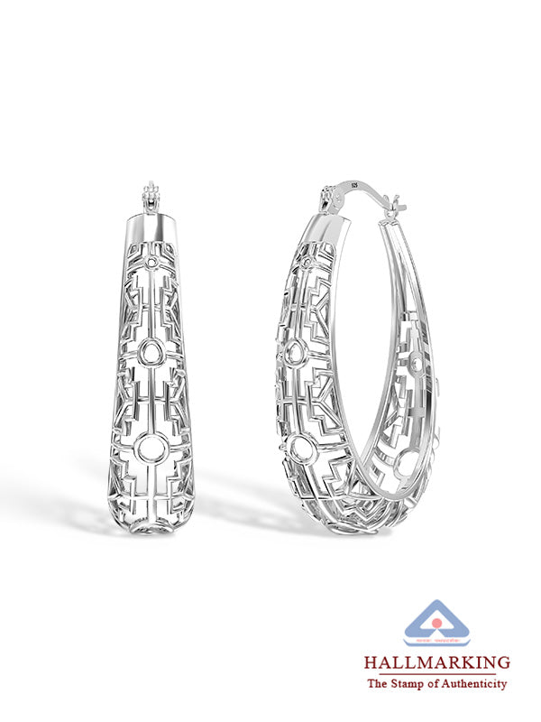 Filigree Mesh Oval Click-Top Hoops