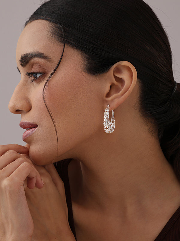 Mesh Filigree Oval Hoops