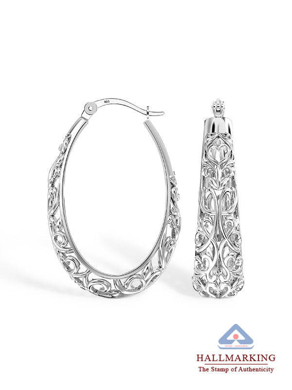 Mesh Filigree Oval Hoops