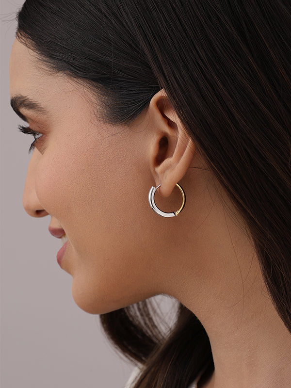Liora Two-Tone Mini Huggie Hoop Earrings