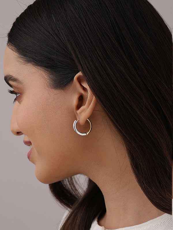 Amara Two-Tone Polished Huggie Hoops
