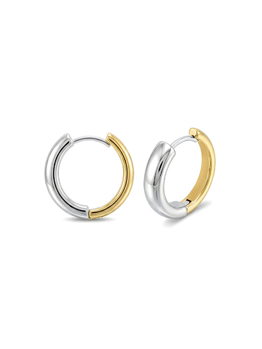 Amara Two-Tone Polished Huggie Hoops