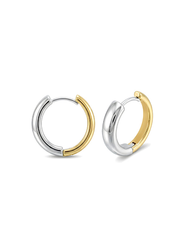Amara Two-Tone Polished Huggie Hoops