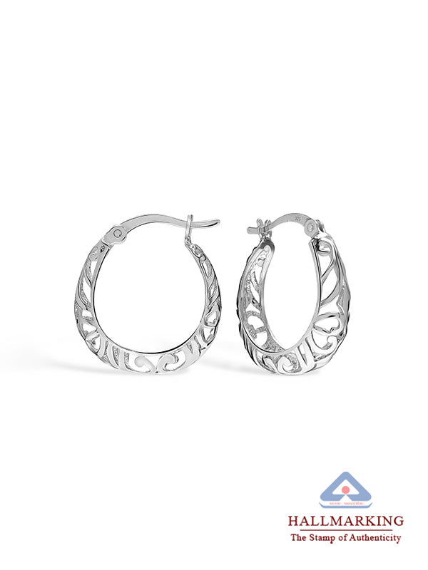 Fleuria Silver Floral Click-Top Hoops