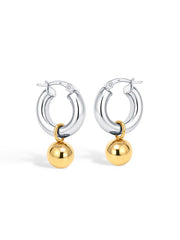 925 Sterling Silver Jewellery | 14K Gold-Plated Ora Ball Drop Hoop Earrings | acpl-ecom.myshopify.com