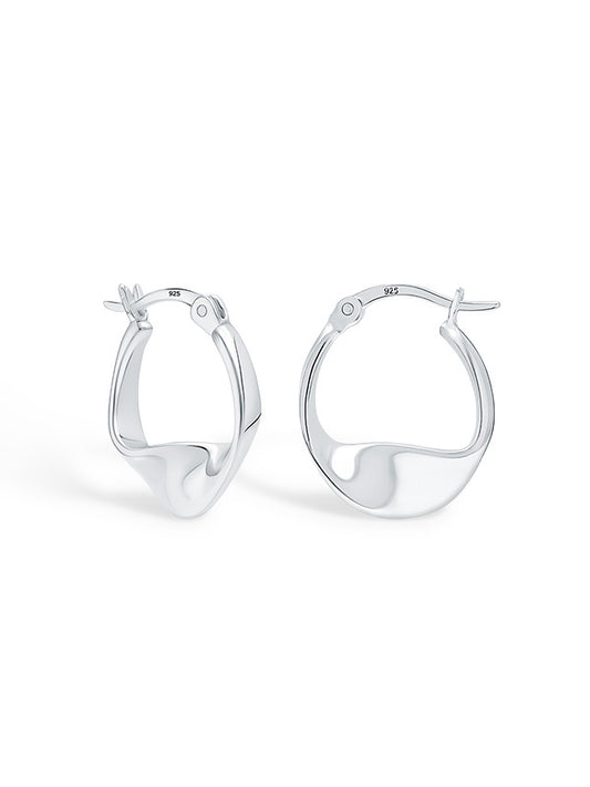 Twisted Round Wavy Click-Top Hoop Earrings