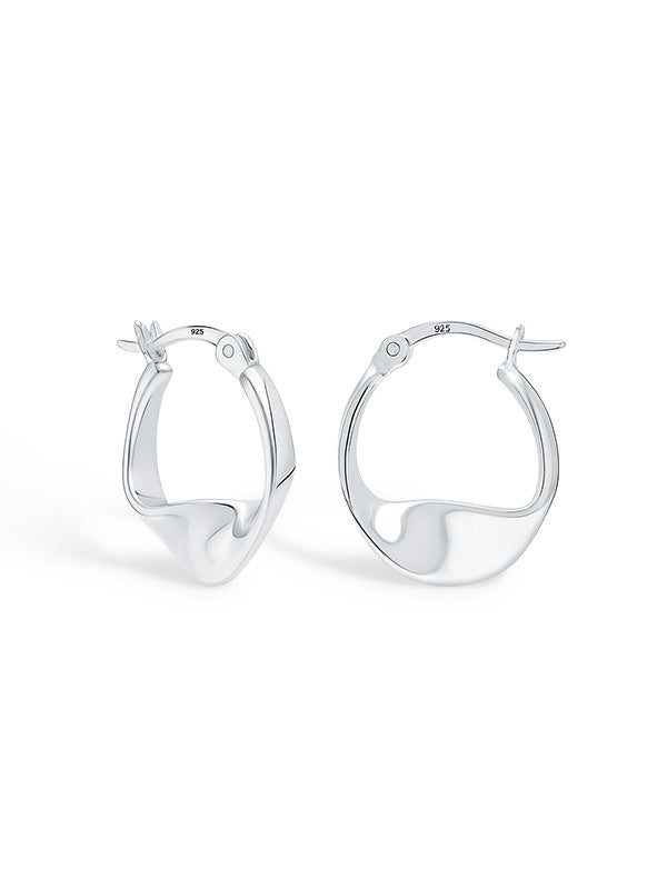 Twisted Round Wavy Click-Top Hoop Earrings