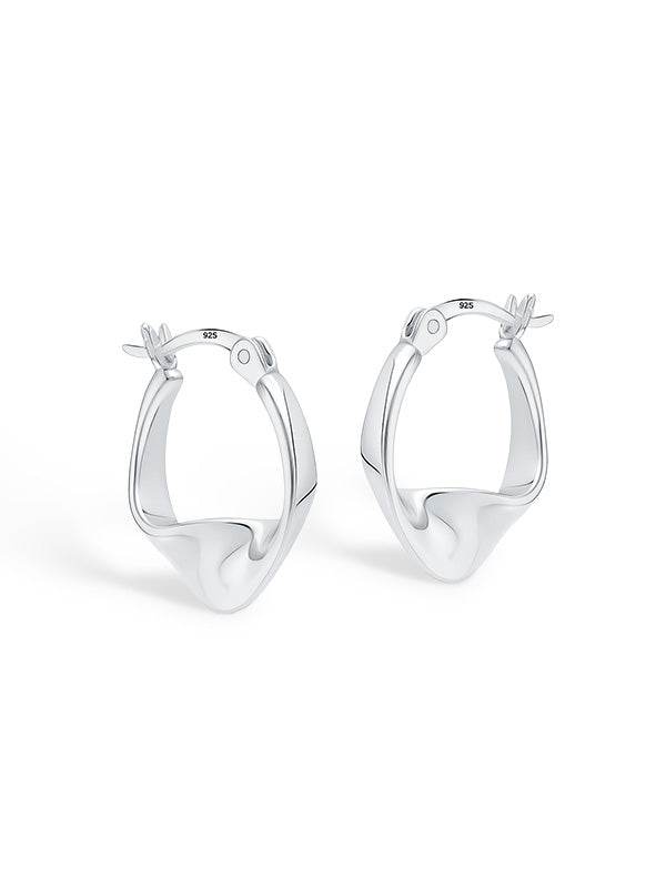 925 Sterling Silver Classic Twisted Round Wavy Click-Top Hoop Earrings for Women