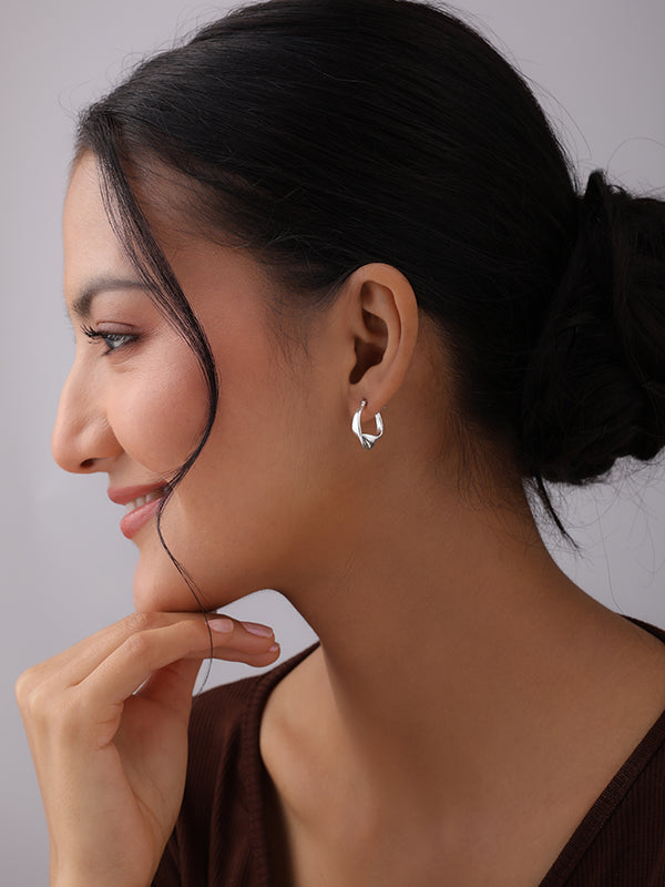 925 Sterling Silver Classic Twisted Round Wavy Click-Top Hoop Earrings for Women