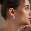 925 Sterling Silver Serpentine Stripe Textured Oval U-Shaped Hoop Earrings for Women