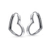 925 Steling Silver Antique Beaded Love Heart Shaped Huggie Hoop Earrings for Women