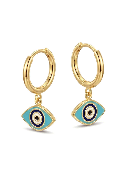 Seraphina Two-Tone Evil Eye Drop Hoops