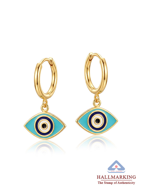 Seraphina Two-Tone Evil Eye Drop Hoops