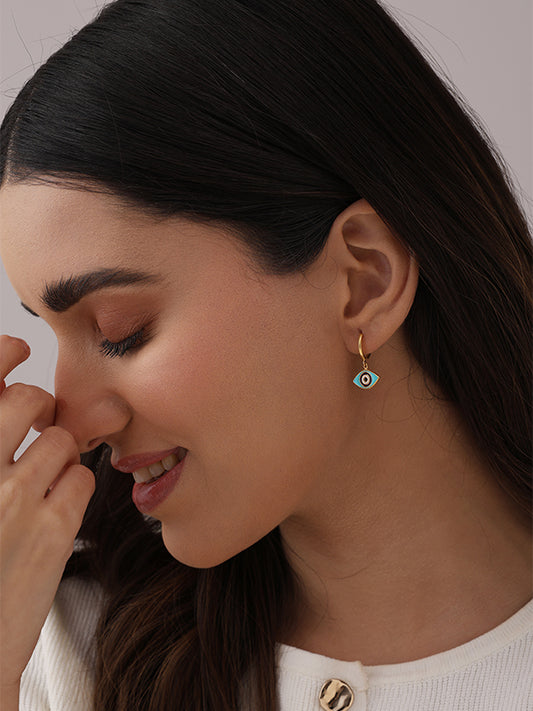 Seraphina Two-Tone Evil Eye Drop Hoops