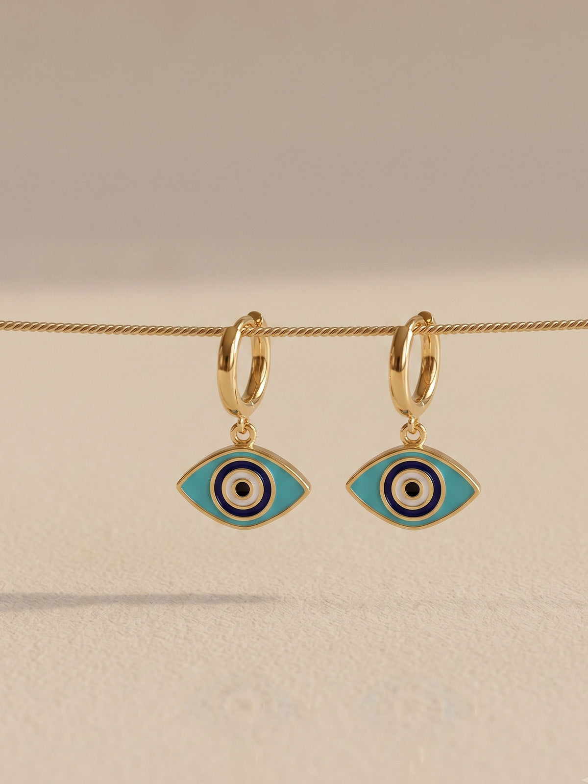 Seraphina Two-Tone Evil Eye Drop Hoops