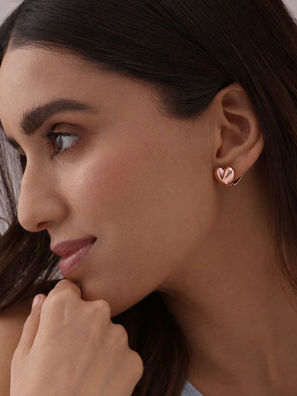 14K Rose-Gold Plated Amora Heart Hoop Earrings