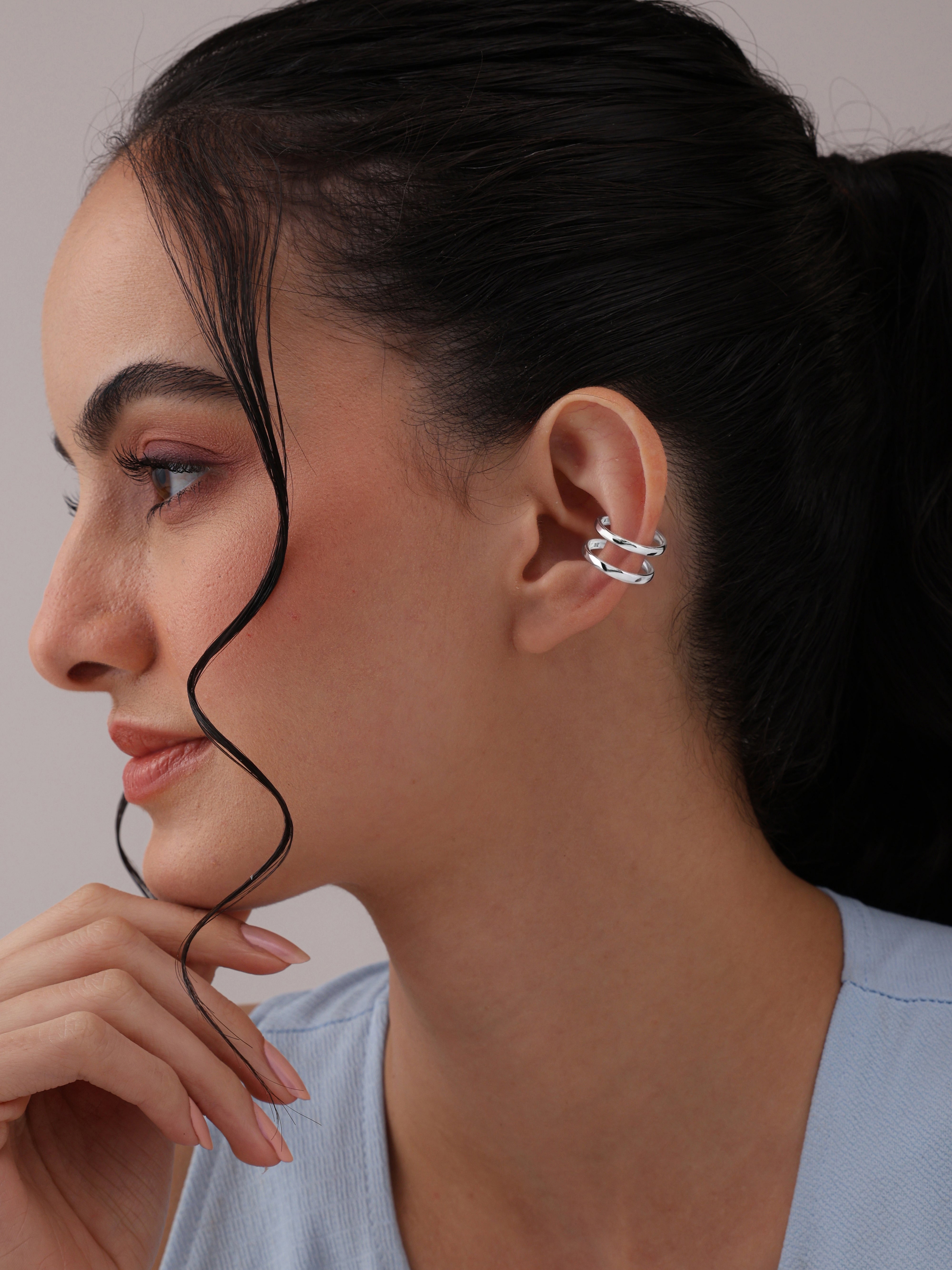 Silver Floral Ear Cuff