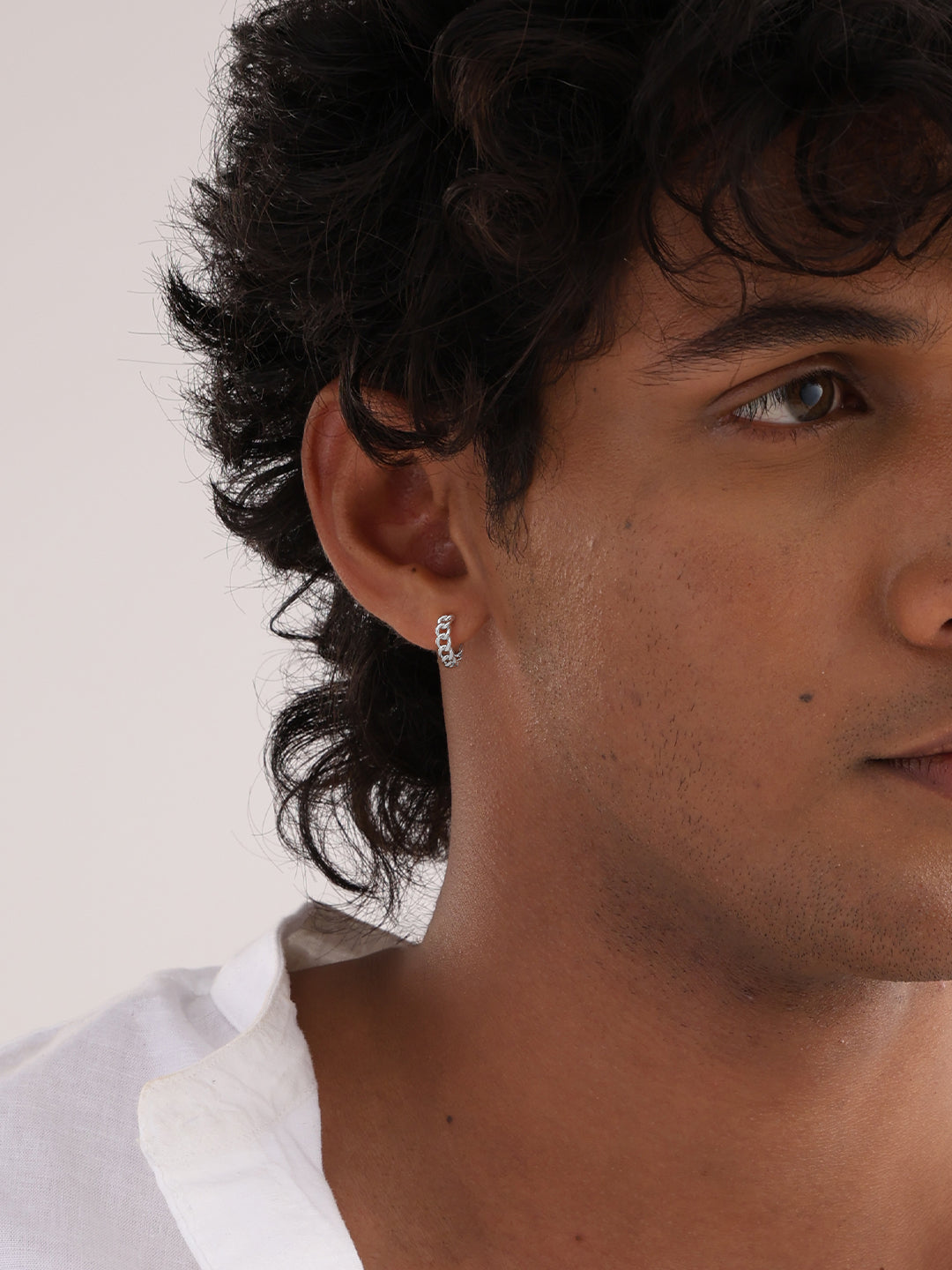 Men’s Rhodium Huggie Earrings