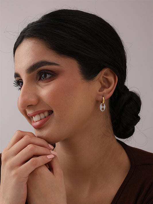 Keira Studded Coffee bean Huggie Hoop Earrings for Women