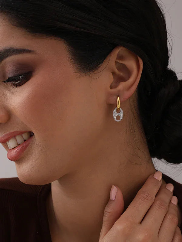 Keira Studded Coffee bean Huggie Hoop Earrings for Women