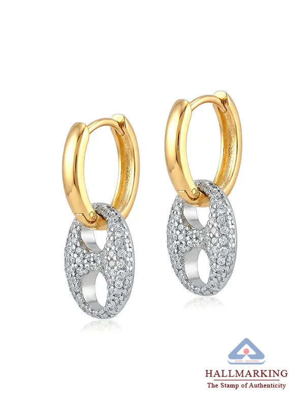Keira Studded Coffee bean Huggie Hoop Earrings for Women