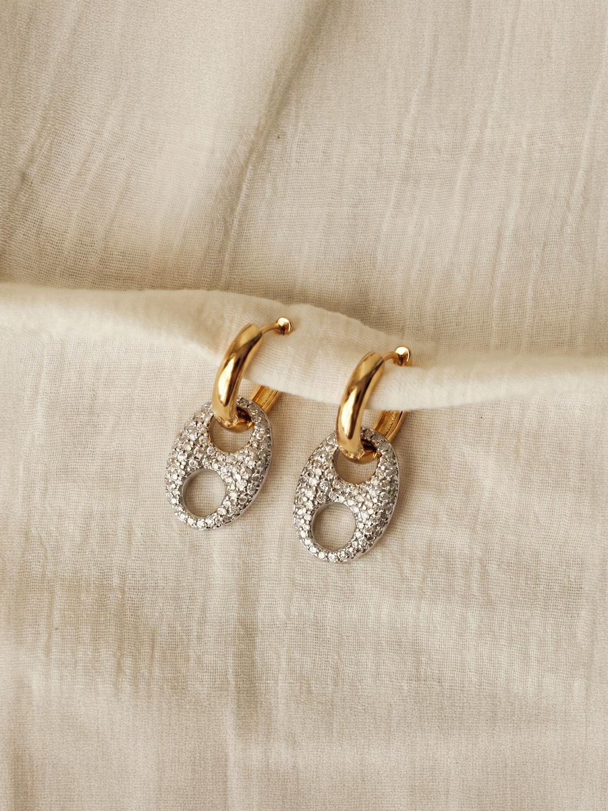 Keira Studded Coffee bean Huggie Hoop Earrings for Women