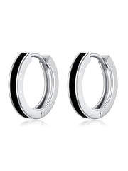 Minimalistic Black Stripe Huggie Hoops