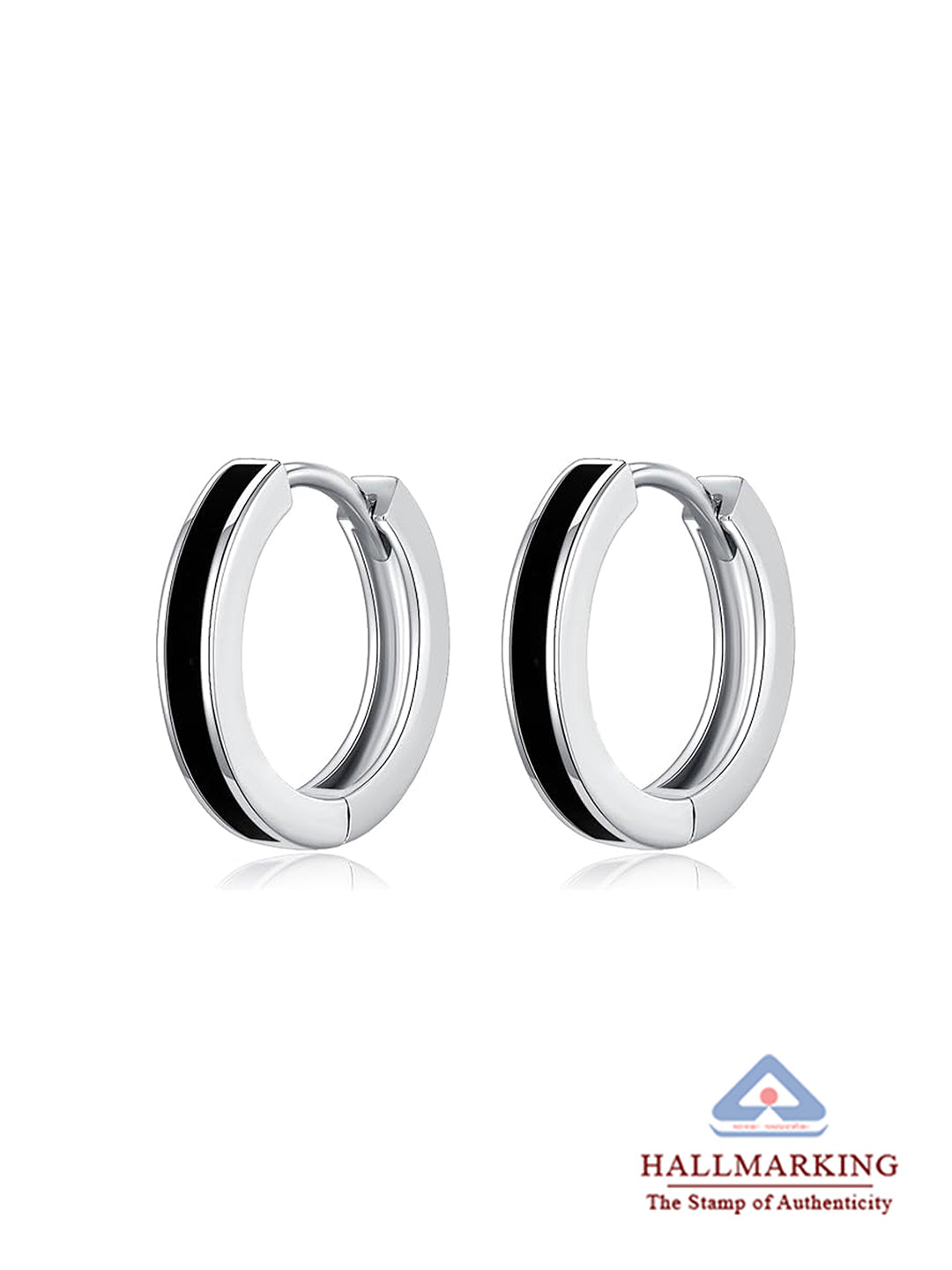 Minimalistic Black Stripe Huggie Hoops