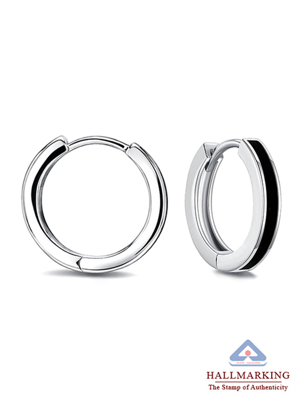 Minimalistic Black Stripe Huggie Hoops