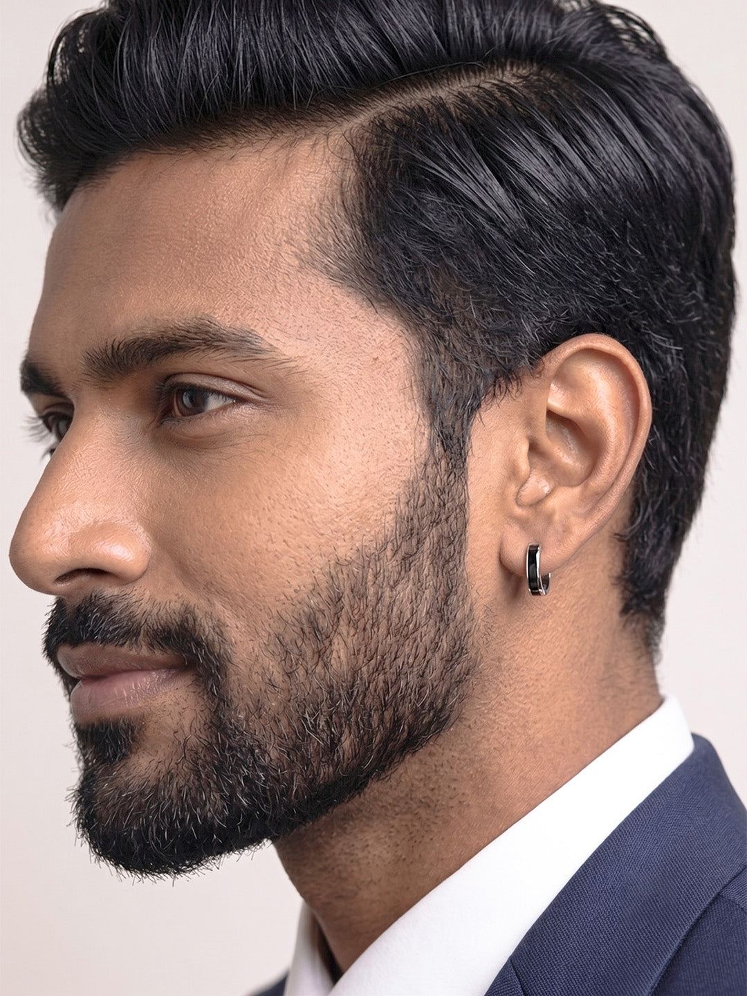 Minimalistic Black Stripe Huggie Hoops