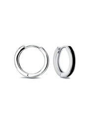 Minimalistic Black Stripe Huggie Hoops