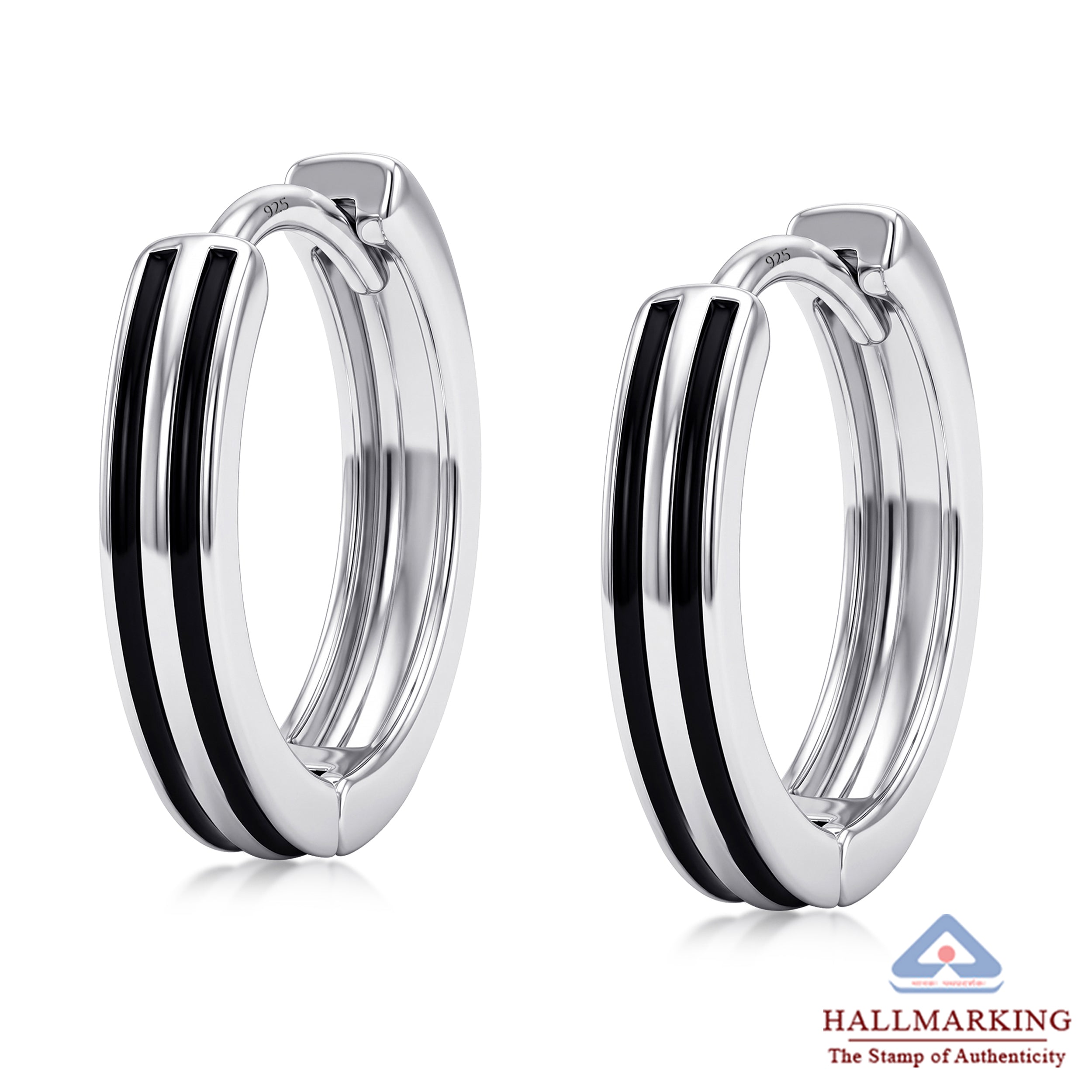 Men’s Rhodium Huggie Earrings